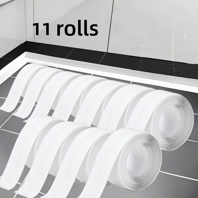 TEMU 11 Rouleaux de Bandes d'Étanchéité Super Adhésives Imperméables, Outil, Bandes d'Étanchéité pour Salle de Bain, Cuisine, Toilettes, Évier,