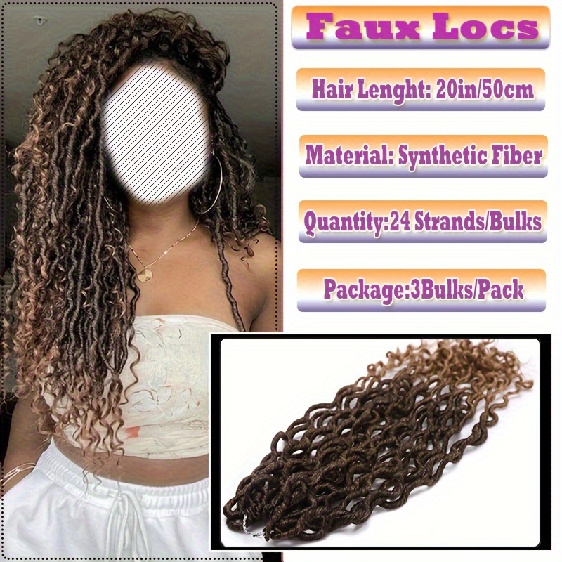 3packs goddess box braids crochet hair 20 inch 16 inch solid ombre boho crochet twist braids   locs with curly ends dreadlocks 24 strands   for   bohomian box braids crochet   locks hair extensions soft re looped details 5