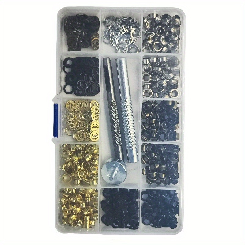 TEMU 200 Set/400 Set di occhielli in metallo cavo con interno da 5 mm, set di accessori per vestiti, borse, scarpe, fibbie a ad aria, 3 strumenti di