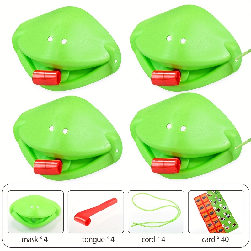 Image of Toad Tongue Blowing Game Set, Family Interactive Air-powered Frog Tongue Party Game With Random Color Accessories Educational Toy Christmas Halloween Gift