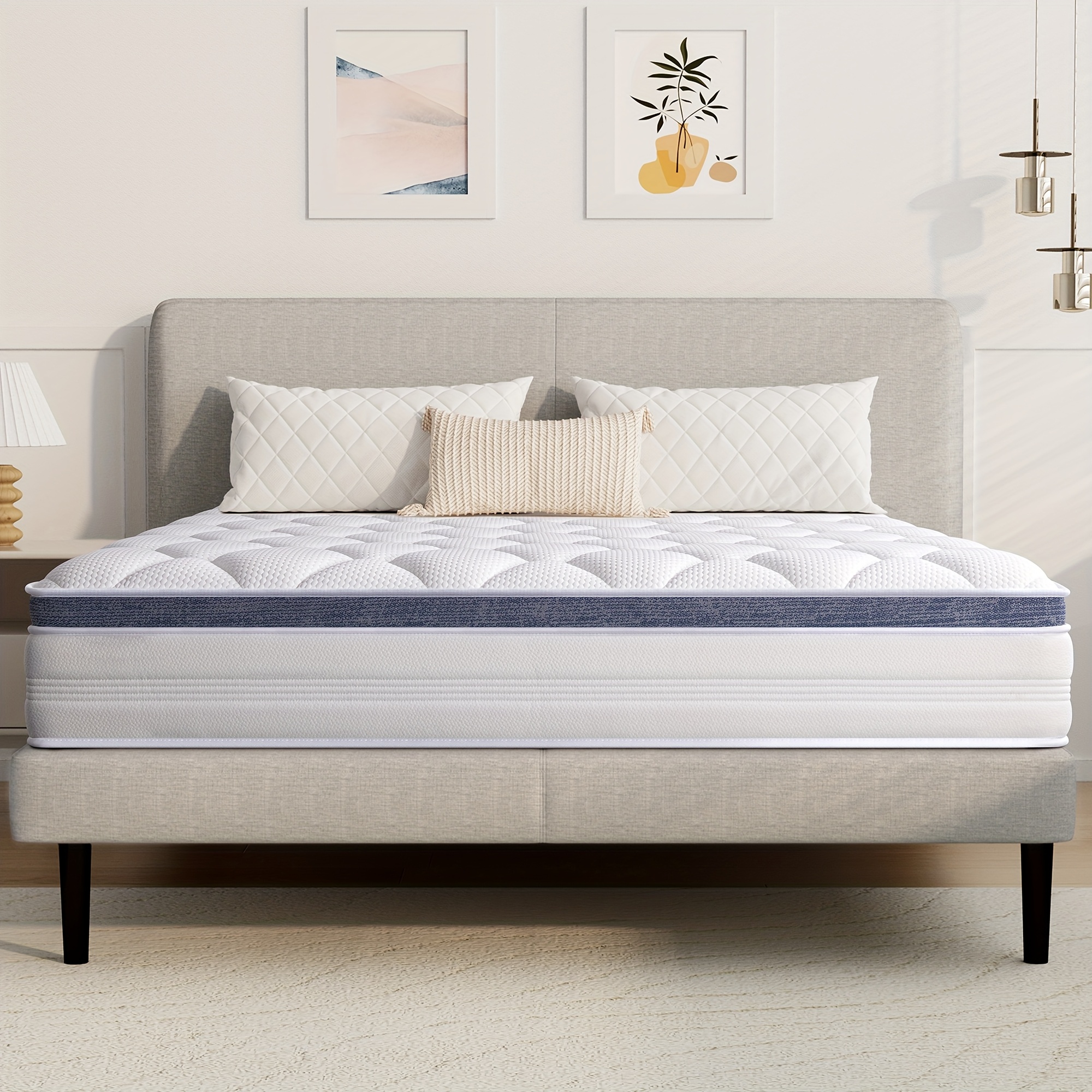22/25cm Memory Foam Hybrid Mattress, Silent Innerspring & Pocket Springs for Cool-Sleep Comfort, Single,  Double, Double Sizes, Mattress In A Box
