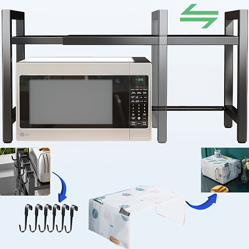 TEMU Extendable Microwave Oven Rack - Adjustable Kitchen Counter Shelf Microwave Storage Rack Microwave Stand Metal Expandable And Oven Shelf Rack
