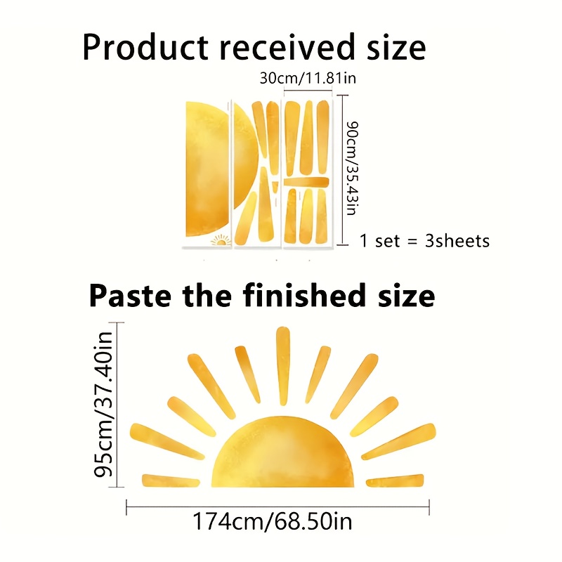 1set Sun Wall Stickers - Removable Self-adhesive Pvc Stickers, Room, Bedroom And Decoration, Reusable And , Room Decoration | , Bedroom Wall Stickers