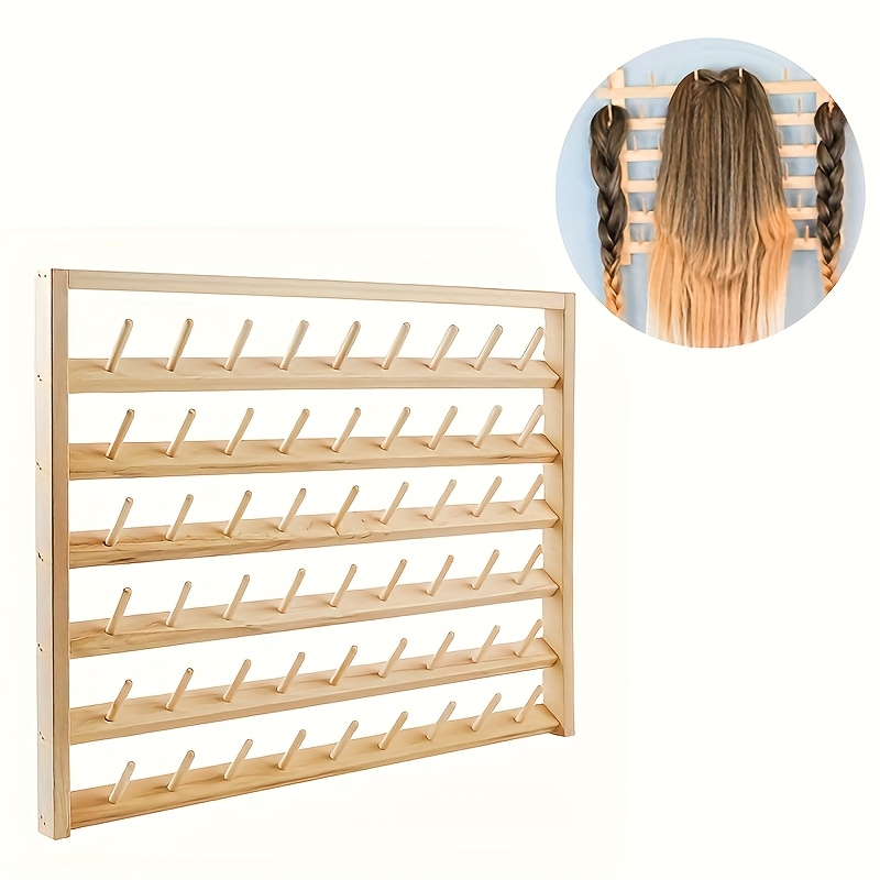 

54-spools Wooden Thread Holder, Sewing And Embroidery Thread Rack With Hanging Hooks, Wall-mounted Organizer For Unisex-adult Crafting And Quilting