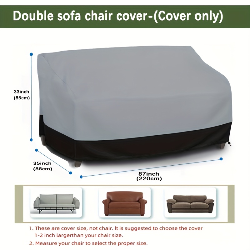 TEMU 1pc Heavy Duty Patio Sofa Cover, With Storage Bag And Drawstring, Suitable For - Universal Black Cover, Suitable For Gardens, Decks, And