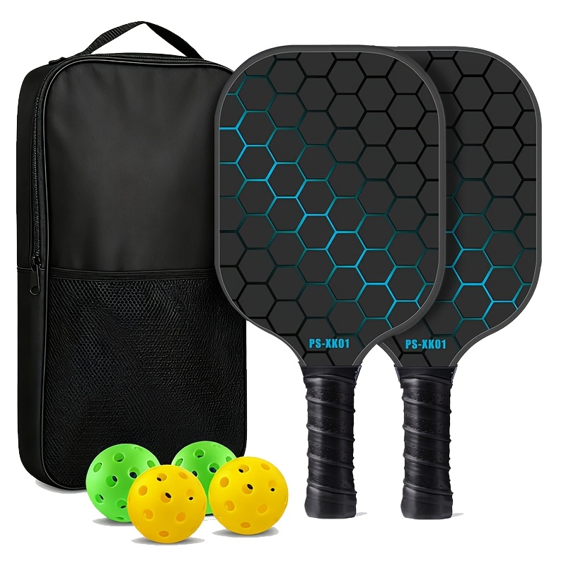 TEMU Fiberglass T700 Pickleball Tennis Racket Set, Includes 2 Rackets And 4 Balls - Heavy-duty Professional/beginner/, Durable Equipment
