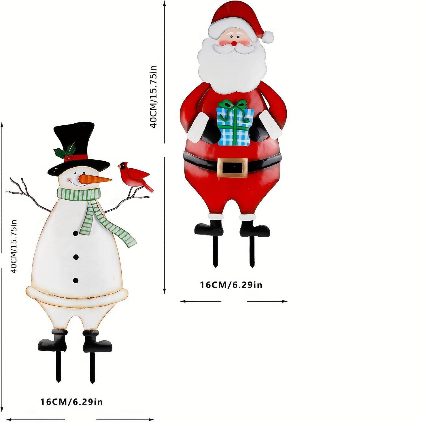 TEMU 2pcs Christmas Metal Stakes - & Snowman For Lawn, , And Decorations Construction And