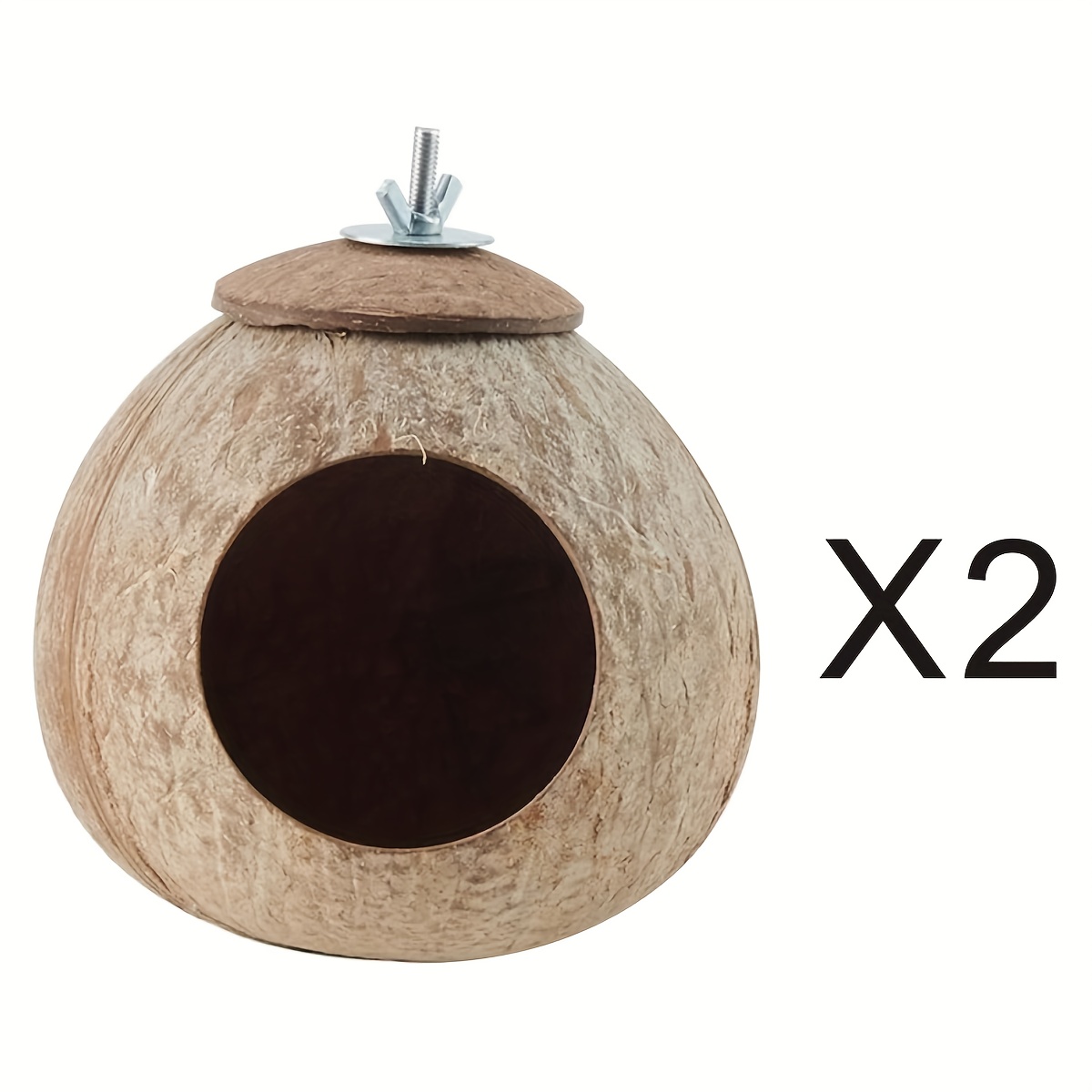 TEMU 2pcs Bird Nest For Cage Natural Coconut Shell Birds House Parakeet Hide Breeding Hut Bird Cage Accessories & Decor Hamster Toys For Parrot