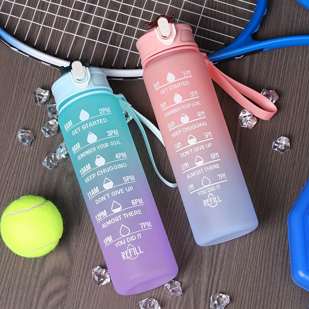 

Gradient Color Motivational Water Bottle - Time Marker For Hydration Tracking, Leakproof Design With Fun Stickers To Inspire Your Day - Stay Hydrated & Motivated