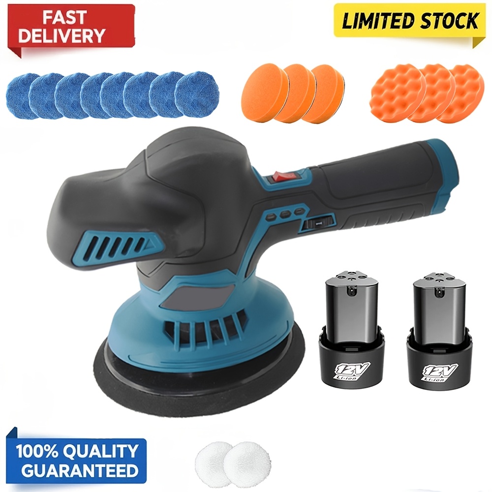 Car Polisher For Car Detailing, Car Buffer Polisher Machine With Handle & 2x 3000mah Batteries, Polisher Sets With Polishing Pads & Buffing Pads For Car Detailing Polishing