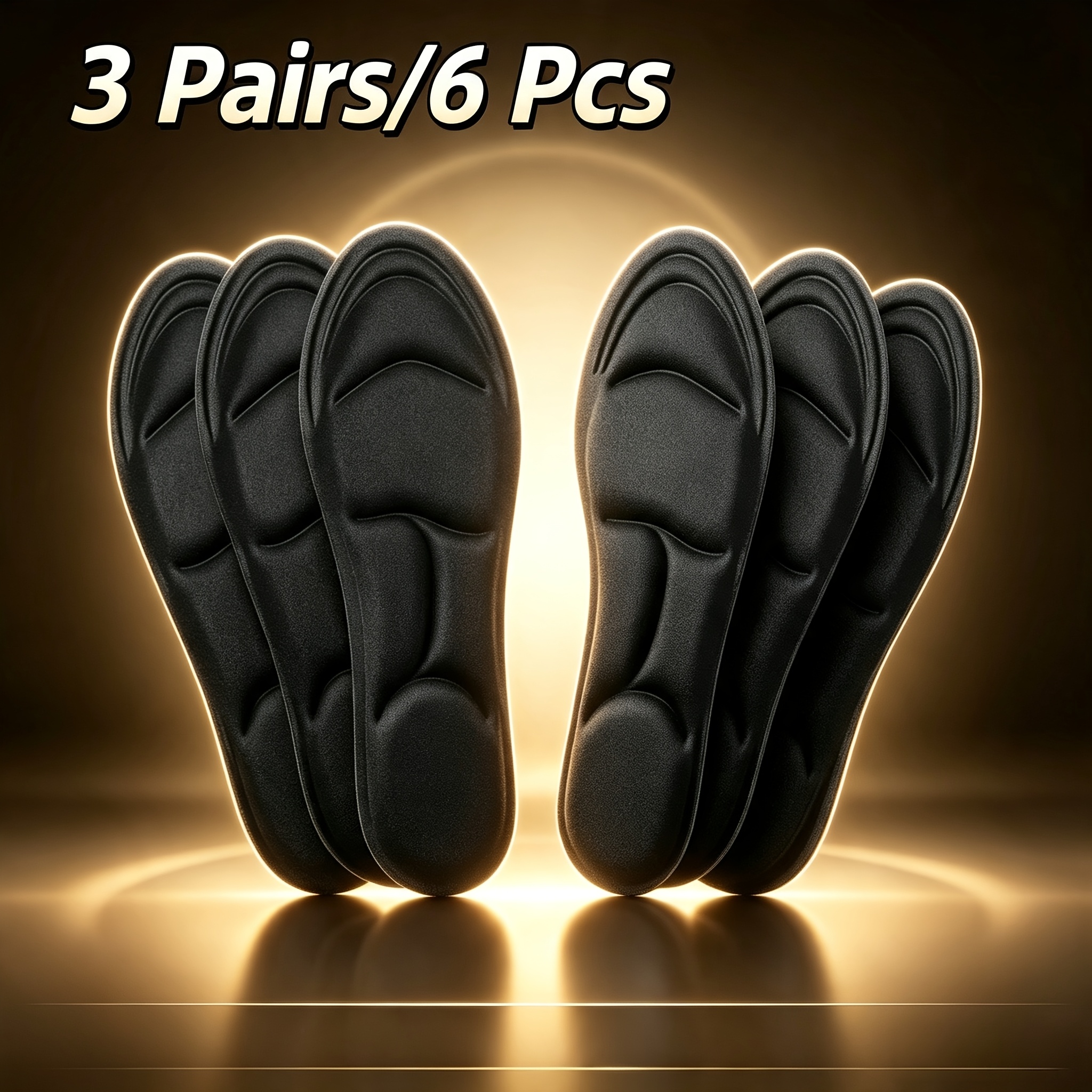 TEMU 3 de plantillas 5D ultrasuaves, almohadillas para pies cómodas y amortiguadoras de impactos, elásticas y suaves como una , con acolchado y