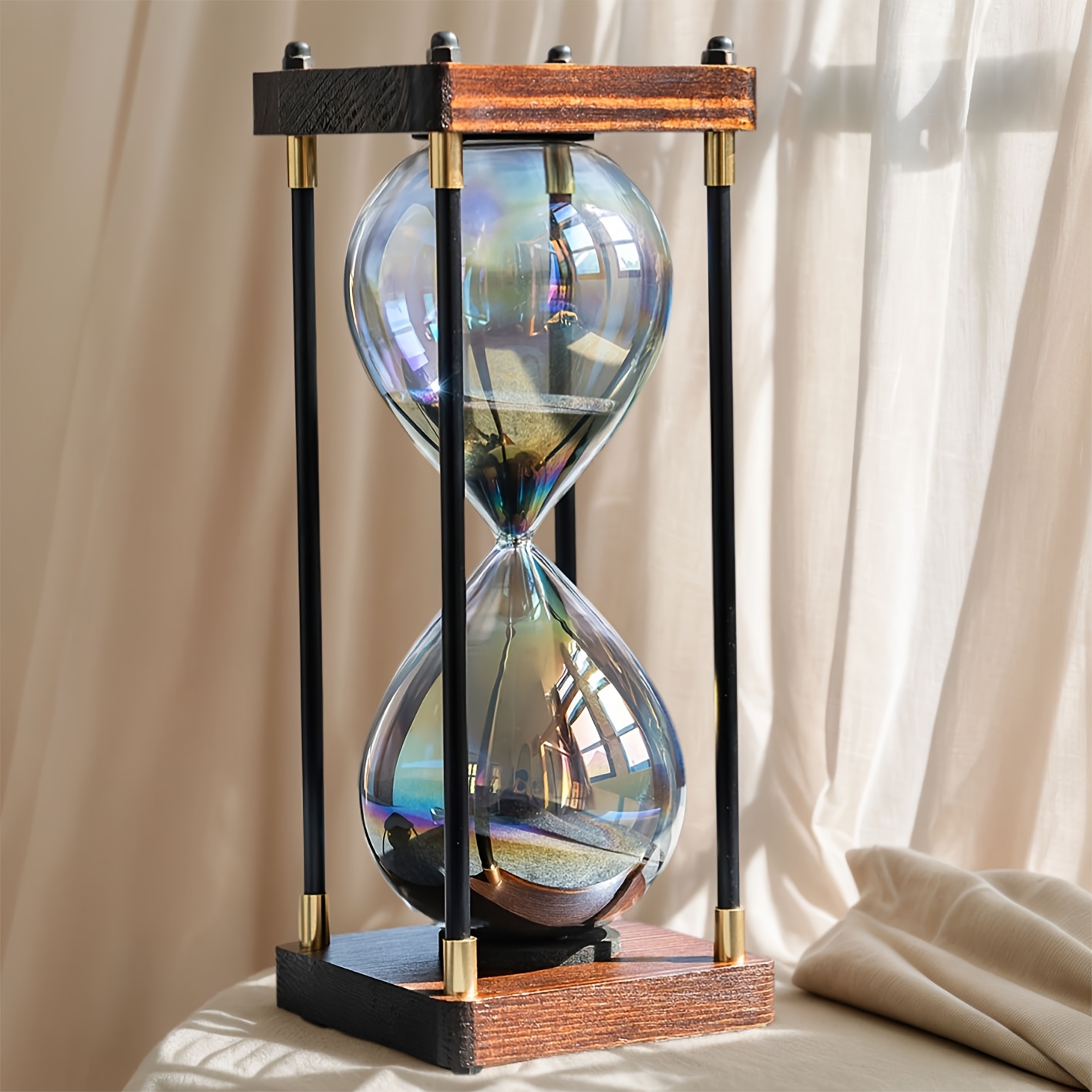 Wood Frame Hourglass Sand Timer - 20 Minute Decorative Timer For Home & Office