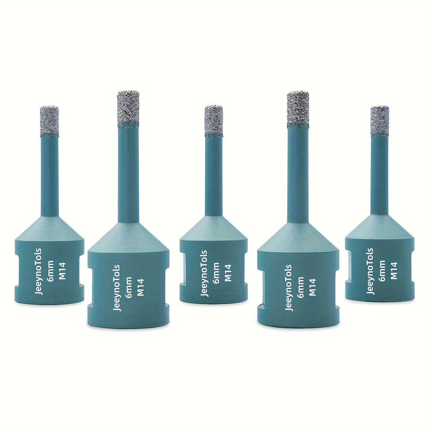 TEMU Dry Diamond Core Drill Bit 5pcs 6mm - Brazed Diamond Drill Bit For Porcelain Tiles, Stoneware, Ceramic, Marble, Granite, With M14 Thread, Dry