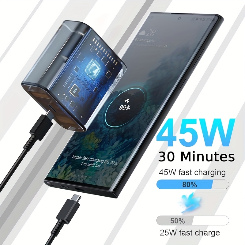 Chargeur rapide PD de type C de 45 W pour iPhone 16 15 14 13 Xiaomi Samsung USB C Phone Charge Adapter