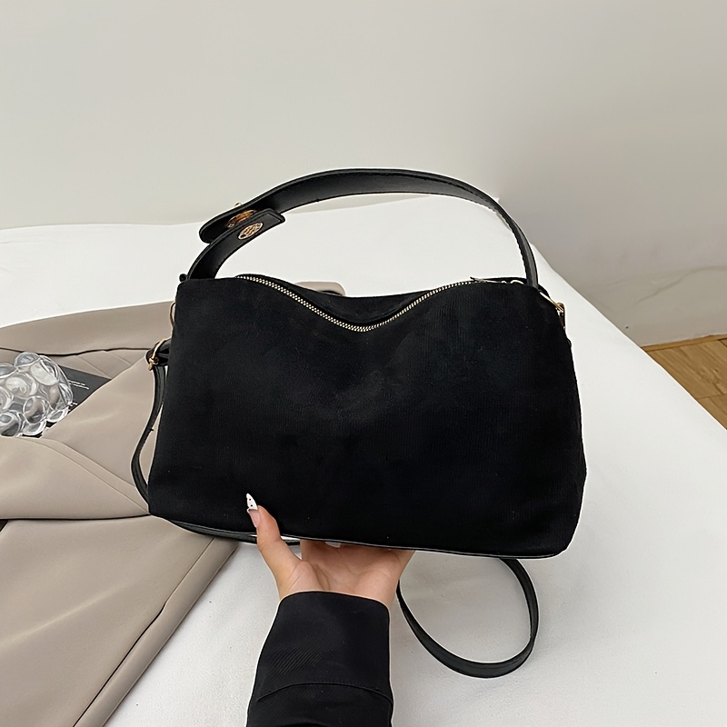 TEMU Women's Crossbody Bag, Premium Suede Handbag, Large Capacity Minimalist Commuter Shoulder Bag, Stylish And Versatile Tote Bag