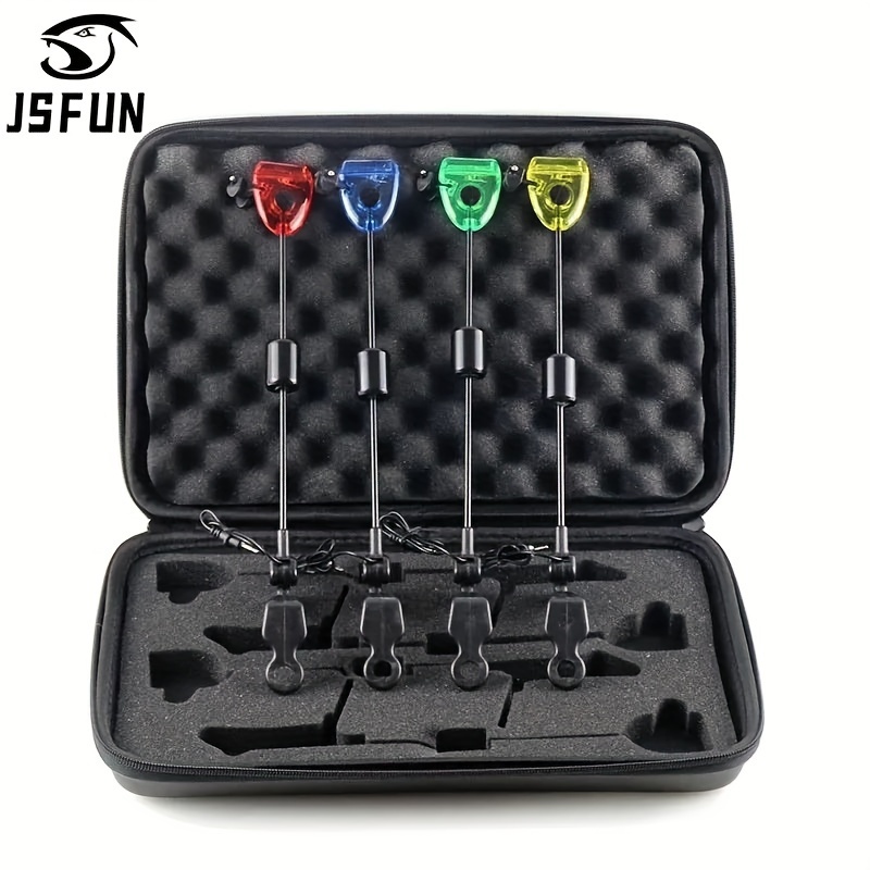 TEMU 4pcs Led Glowing Fishing Bite Indicator, Fish Alarm For , Fishing Alarm With Clip Holder, Carp Fishing Gear, Fishing Gear And Equipment Bells,