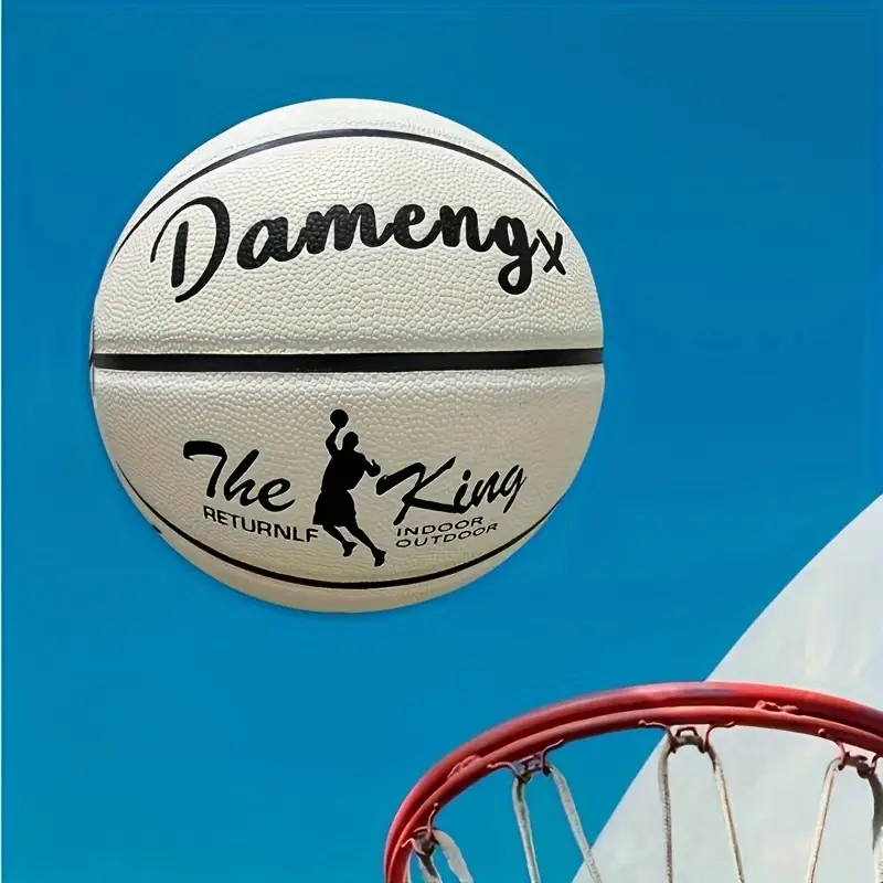 damengx glow in the dark basketball 9 6 inch adult size uncharged pu material anti slip official size 7 outdoor indoor basketball with nylon wrap yarn and butyl liner without battery details 4