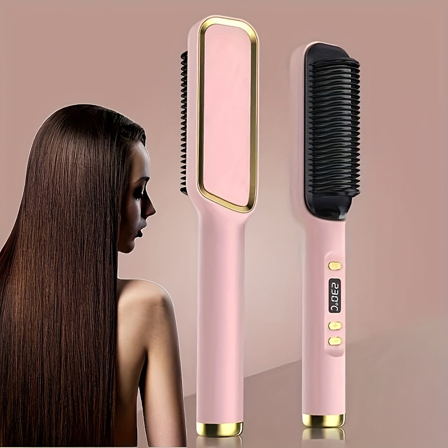 

Electric Hair Straightener Brush, 30 Second Fast Heat Ionic Straightening Comb, 5 Adjustable Temperatures, Quick Heating Styling Tool For Home Salon Use