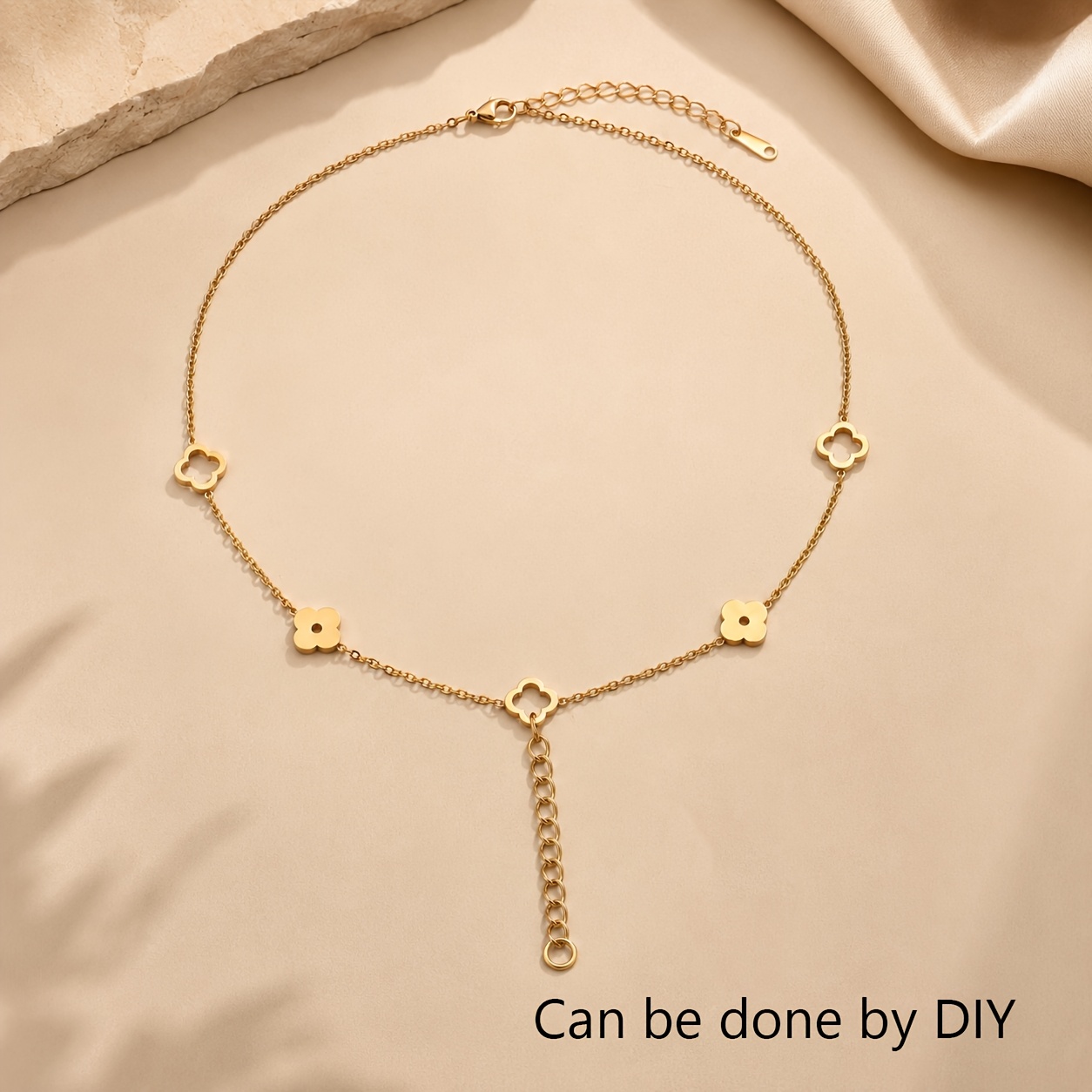 Unisex Four-Leaf Clover Necklace, 18K Gold Plated