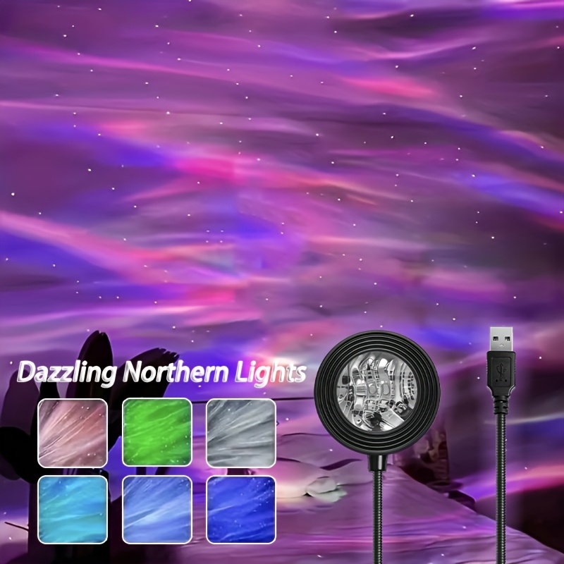 TEMU Luz Nocturna USB con Efecto de Ondas de Agua de , LED con Gradiente de Color para Iluminación Ambiental, Ajustable y Rotatoria a 360°, Perfecta