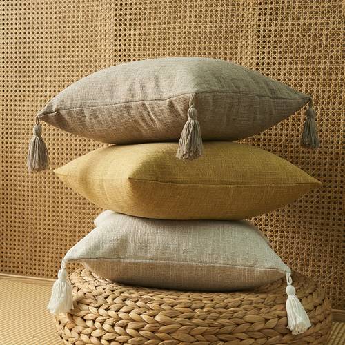 18 x 18 thick and durable pillowcase set with tassels 2pcs for bedroom living room and sofa simple and sofa pillowcase