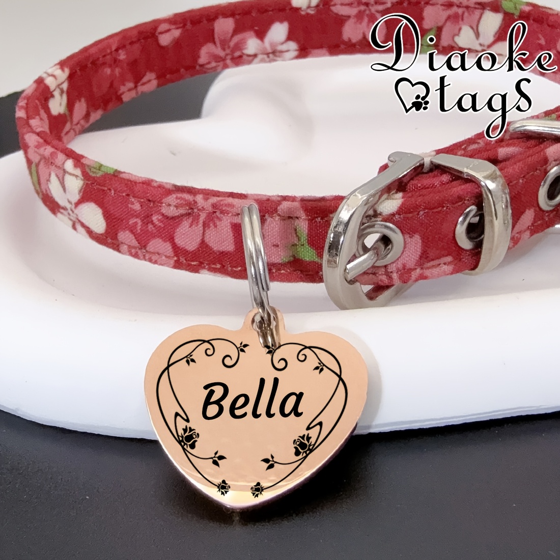 TEMU Personalized Pet, Dog, Cat Name Tag, Laser Engraved , Phone, Anti-lost 1pc