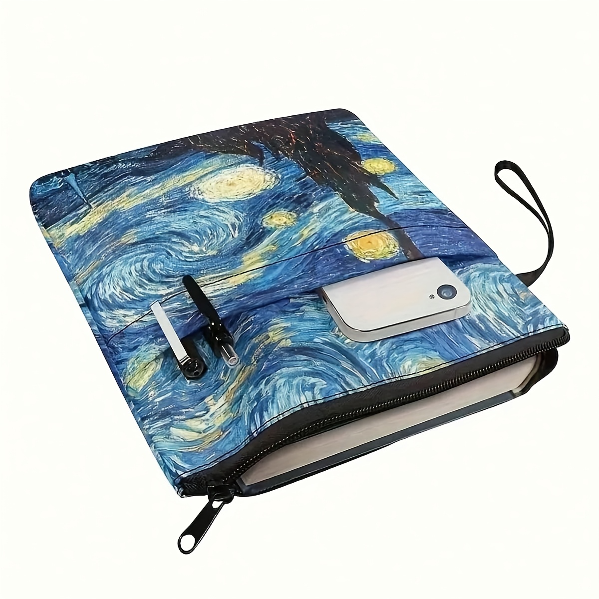E-shop Ein Buchumschlag mit Reißverschluss und Sternenhimmel-Motiv, eine Schutzhülle für Taschenbücher, inklusive Hülle, Buchschutz, Buchtasche und