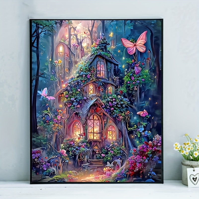 

Diy 5d Diamond Painting Kit - Castle, Trees, Flowers & Butterflies | 11.8x15.8" Stitch Art For Living Room, Bedroom, Office Decor | Sparkling Round Diamond Craft | Perfect Birthday Gift, Diamond Art