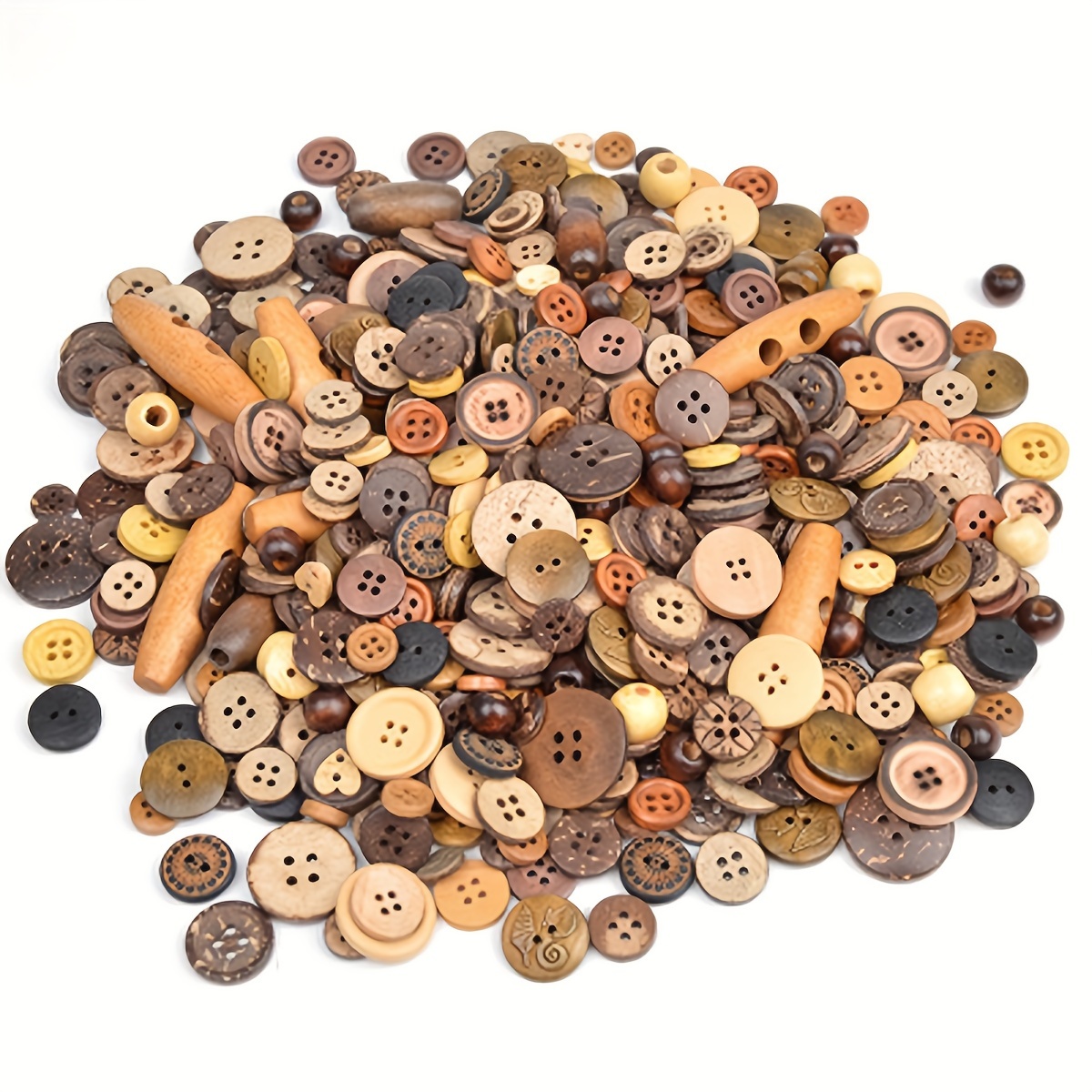 

Resin Buttons For Crafts - 100pcs Light Brown Assorted Sizes, Mixed Designs Sewing Buttons For Diy Projects, Arts & Decorations