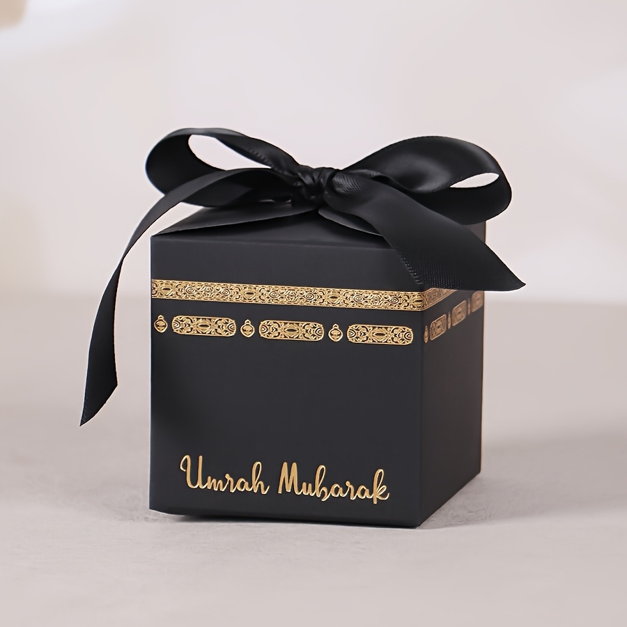 Image of Gift For Her/him 10pcs Mini Paper Square Mubarak Gift Box Packaging Bag Black With Ribbon Party Decoration Supplies 6.5x6.5x6.5cm Sinterklaas