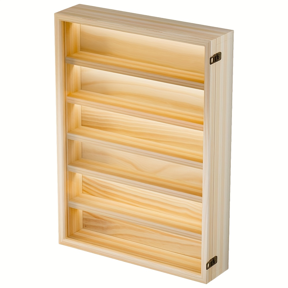 TEMU 1pc 6-layer Solid Wood Wall-mounted Figurine Display Stand Game Model Collection Box Anime Model Moisture-proof Protective Cabinet Blind Box Toy