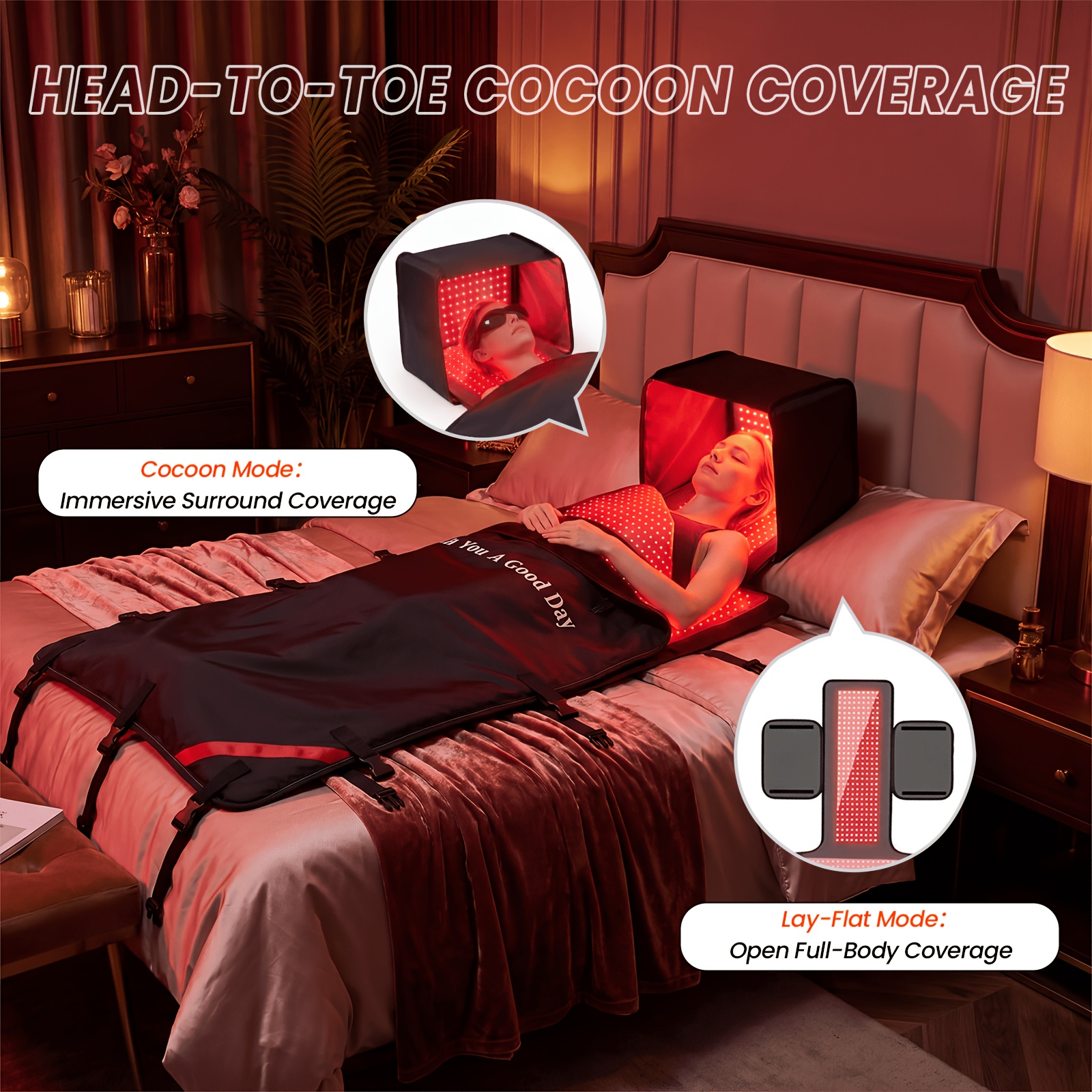 Red Light Relax Mat for Full Body, 96.4" 33" Infrared Light Relax Sleeping Bag with 2880 LEDs, 660nm Red 850nm Near Infrared, 5 Brightness Levels, 10Hz/40Hz Pulse