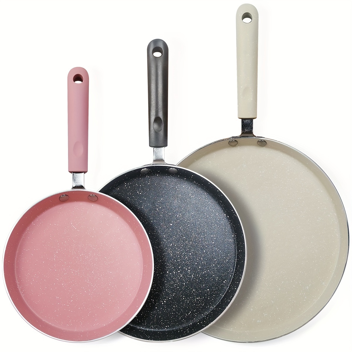 non stick crepe pan set aluminum breakfast   with   handle hand wash only ideal for pancakes steak layered cakes and fried eggs   kitchen cookware details 6