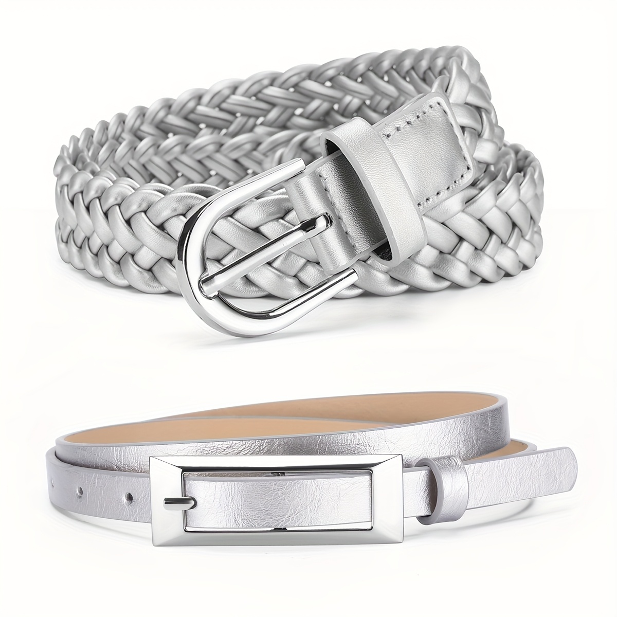 Waist Belt Silver Rope Belt Silvery Pin Waist Belt Casual Jeans