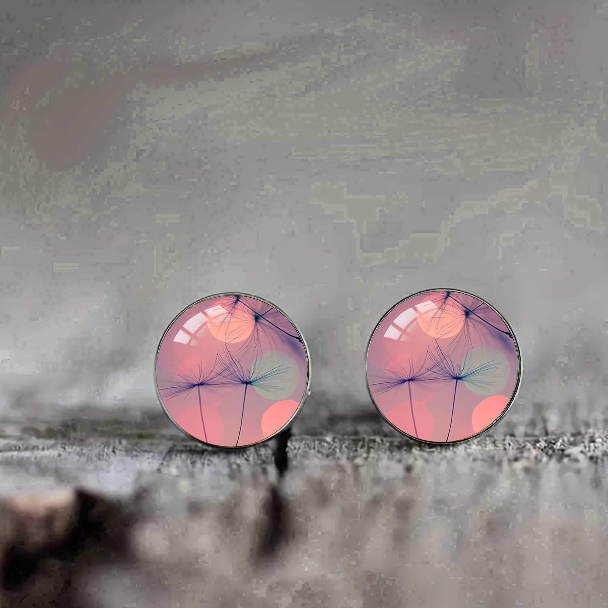 A Pair Of Pink Dandelion Earrings , Featuring And Cute Design Suitable For Men And Women For Everyday And Vacation Wear