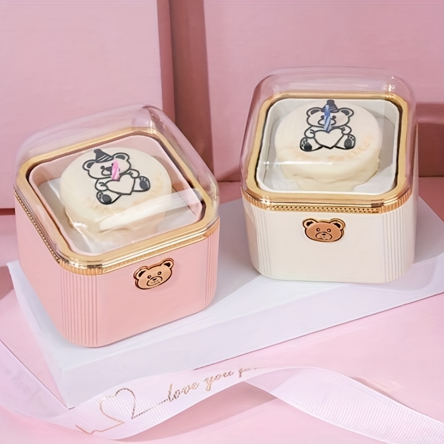 1pc surprise packed automatic rotating gift box with rounded corners featuring a   cake jewelry packaging and a ring necklace   birthdays and valentines day gifts high end style display and storage box
