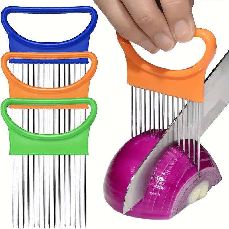 1pc stainless steel multi purpose     onion slicer meat tenderizer vegetable peeler with ergonomic handle for effortless food prep and cooking no power required