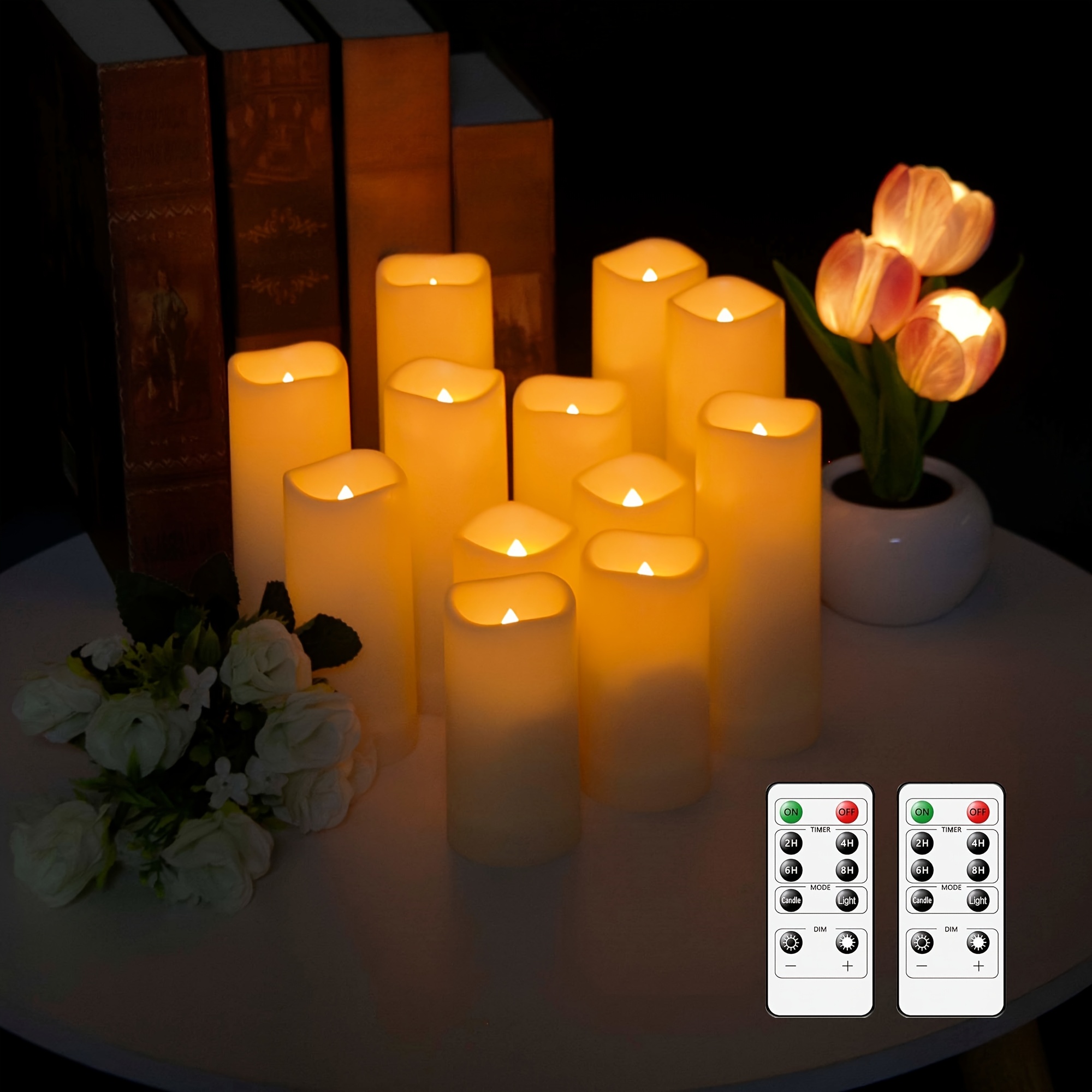 12pcs Led Electronic Candle Lights, Simulation Candles For Birthday/romantic /stage Wedding Decoration/proposal/valentine's , With Remote Control And Timed Switch