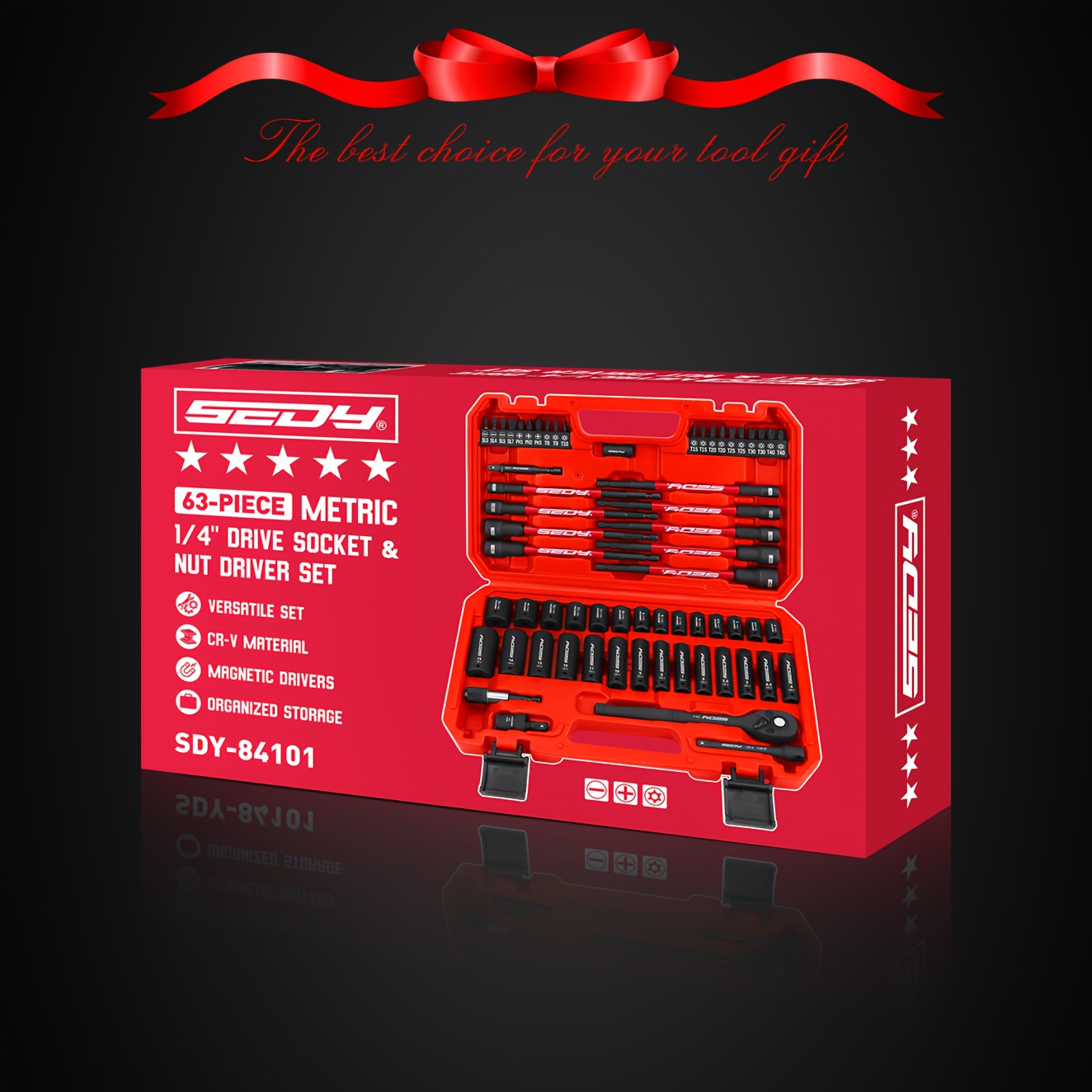 conjunto de 63 peças de soquetes métricos 1/4 e chave de porca, conjunto de soquetes   e profundos (4-15mm), chaves magnéticas de 1/    hexagonal de 6, barra de extensão, chave   de liberação rápida,   Detalhes do produto 6