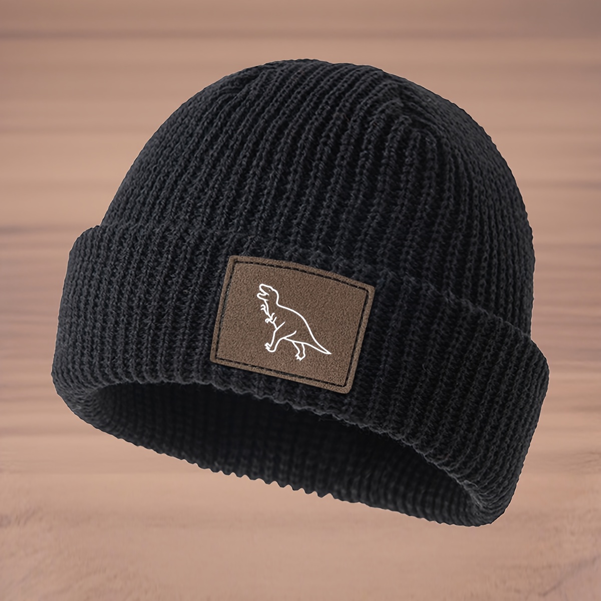 TEMU Casquette de baseball tendance avec motif de de dinosaure facile à tricoter, bonnet de ski d'extérieur, bonnet de mode , bonnet chaud à haute