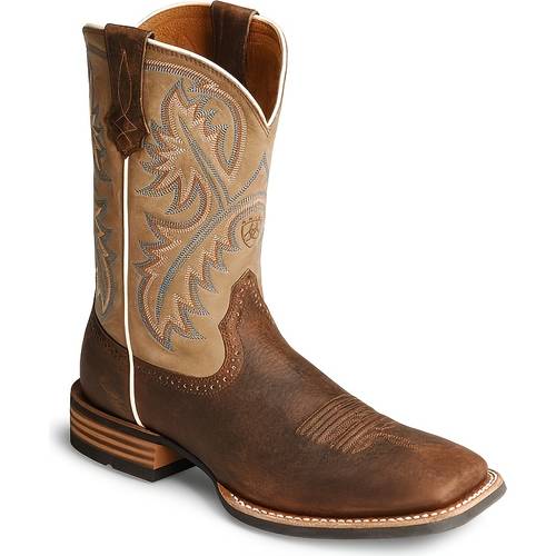 vintage two tone cowboy boots for men square toe western boots with intricate embroidery tall boots for rodeo country concerts and daily use