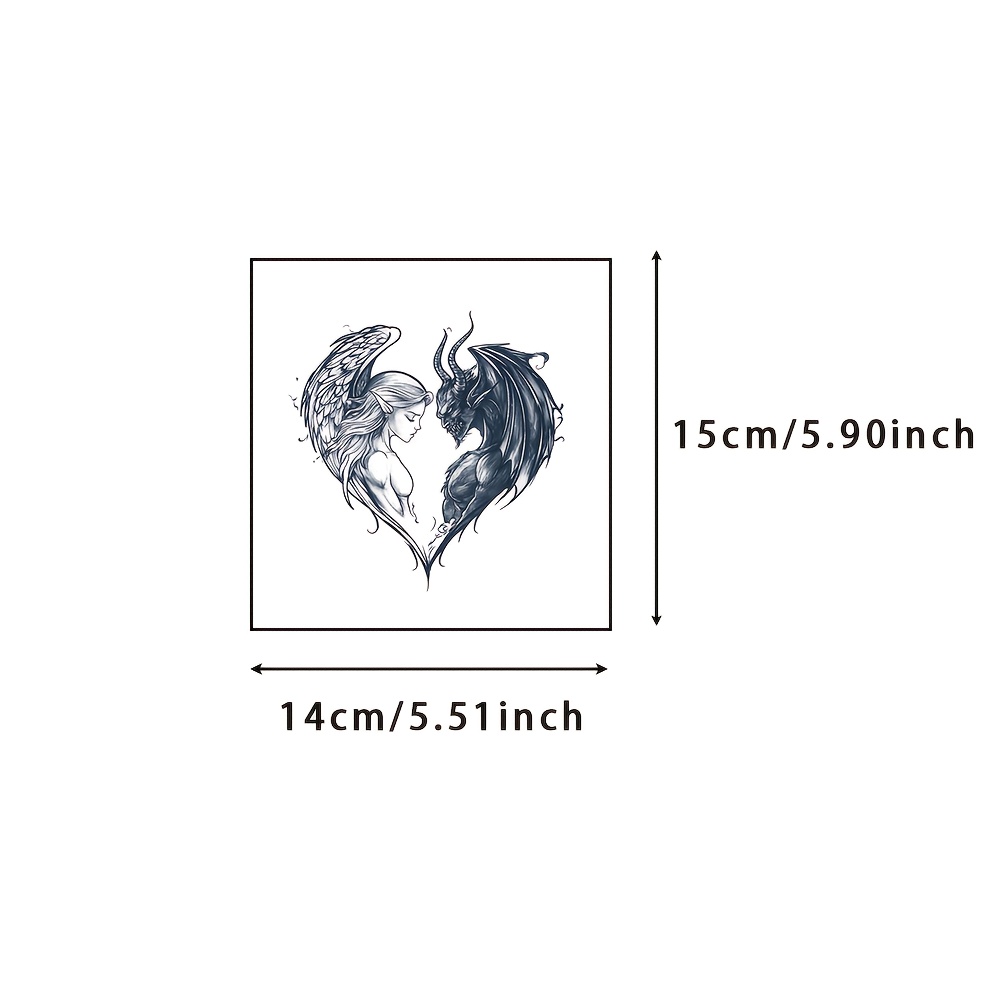 Image of (half , Half Demon) Temporary Herbal Tattoo Stickers, Realistic And Long-lasting Temporary Tattoos, Waterproof And Abrasion-resistant, Lasting 7-15 Days