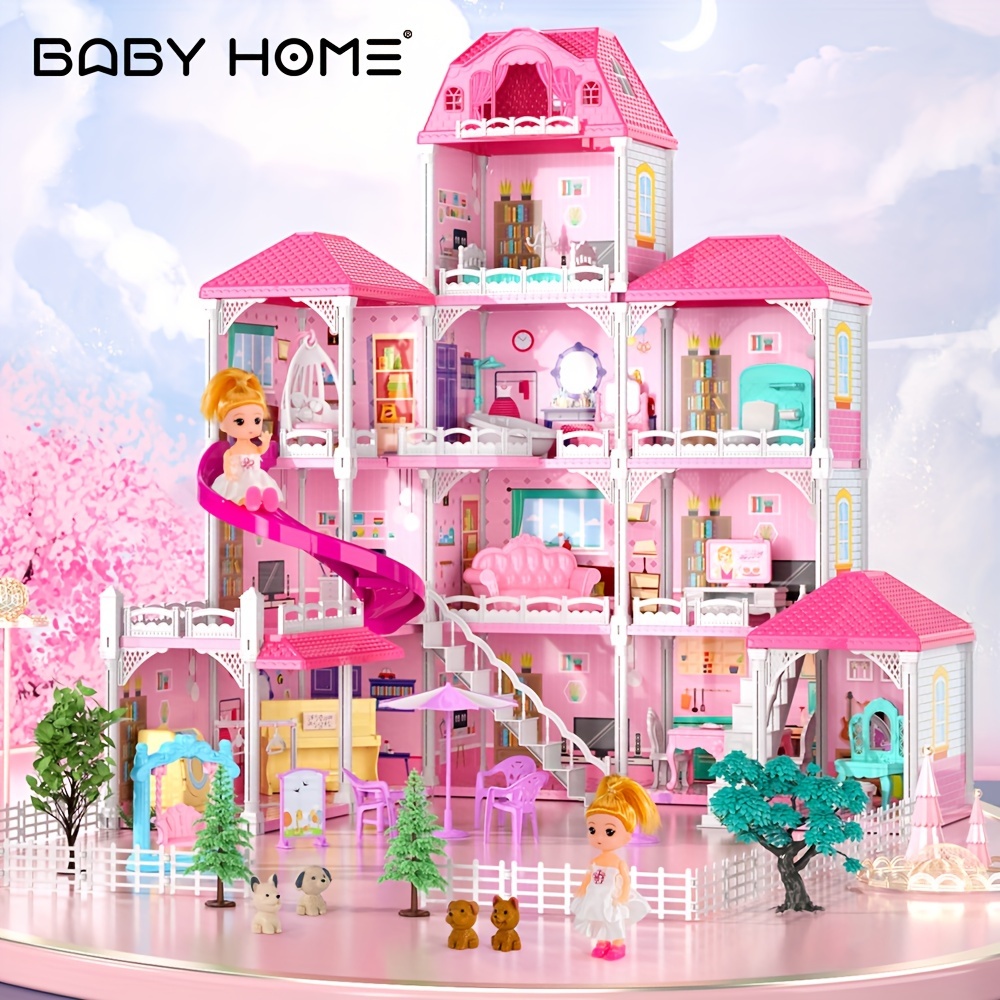 

Baby Home 7-8 Dream House Doll With 2 Dolls - 4-story Playhouse, 12-room Cottage For Girls, Inclusive Dollhouse Furniture & Color-varying Accessories, Ideal Gift For Kids