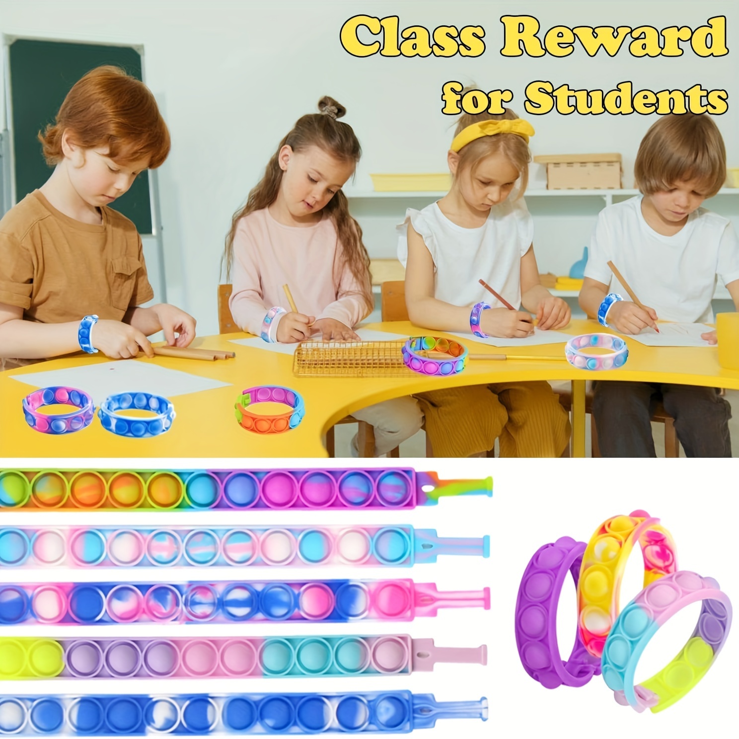 MEZHOBBY 30pcs/100pcs Pop Bracelet Party Favors Fidget Bracelet It Birthday Party Favors For Kids Goodie Bags Stuffers Classroom Prizes Brand