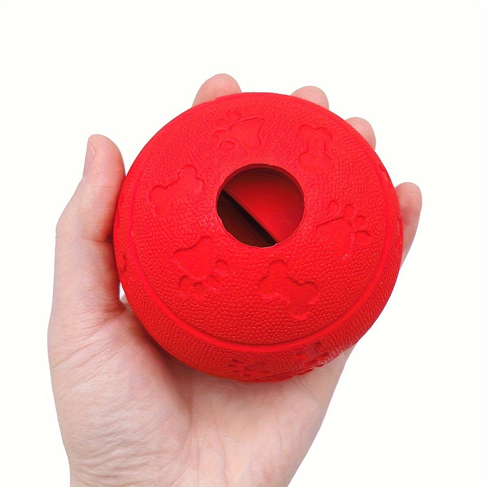 Image of 1pc A Red, Sturdy Food-dispensing Ball For Dogs, Made From Non-toxic Natural Rubber. This Toy Is Designed For Small To Medium Breeds And Serves As A Chew Toy, Without Battery