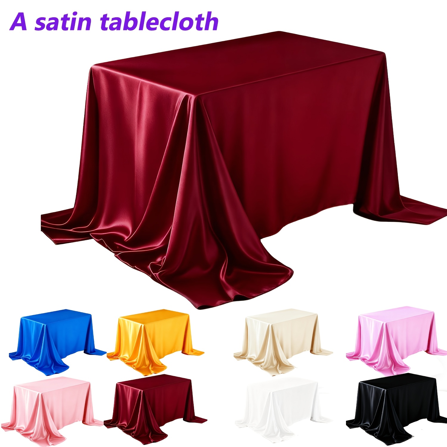 TEMU 1pc Smooth Satin Rectangular Tablecloth, Perfect For Engagement Ceremonies, Weddings, Banquets, Restaurants, Christmas Celebrations, And Party