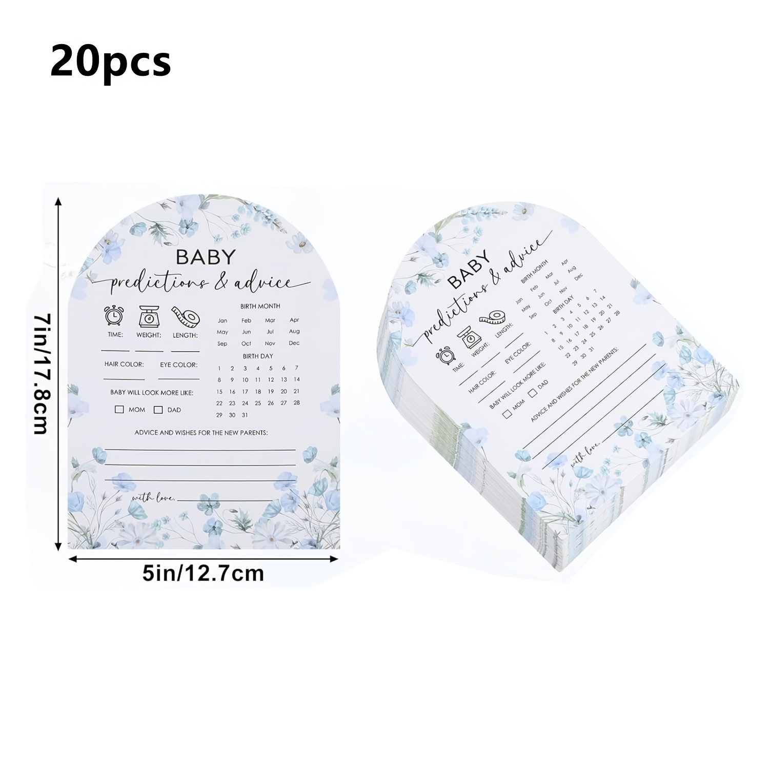 TEMU 20pcs Blue Floral Children's Shower Play Cards For Halloweenãchristmas