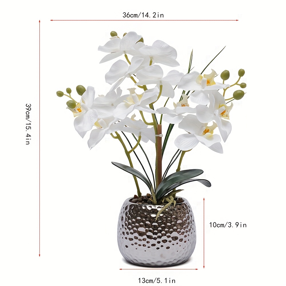 Umetna Umetniška rastlina Phalaenopsis Višina 39 cm Dekoracija z cvetovi umetne rastline Phalaenopsis s keramičnim loncem