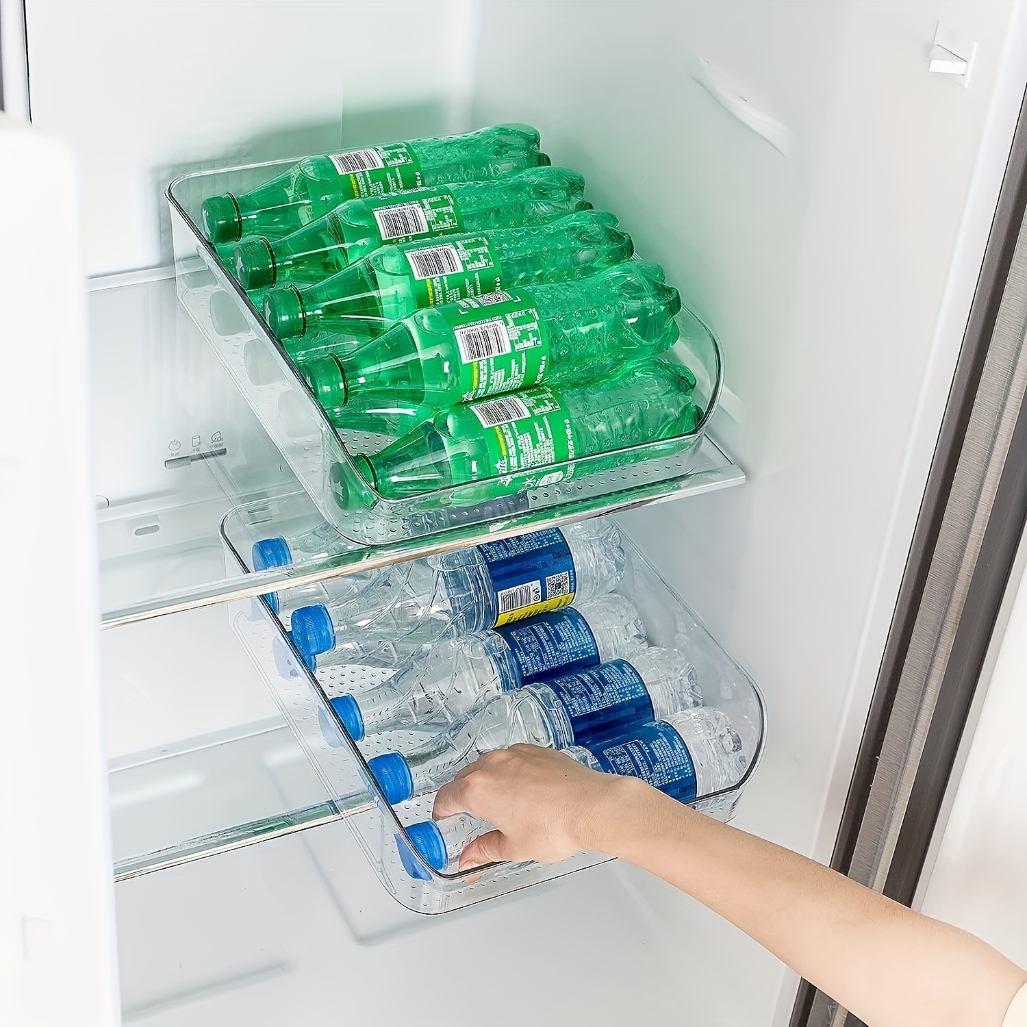 

Space-saving Clear Refrigerator Bottle Holder - Easy Beverage Bin For Kitchen Organization