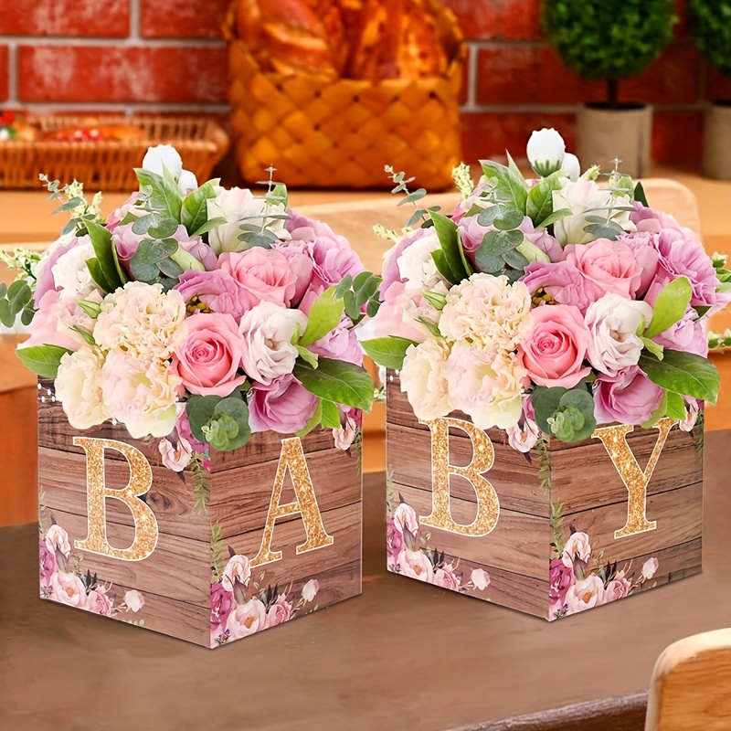 pcs contemporary boxes rustic wood grain centerpiece with - Main Image